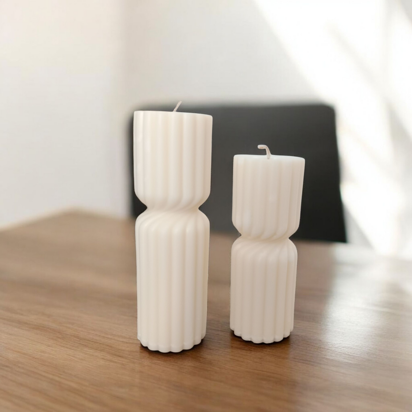 Minimal Ribbed Candle Duo – 400g