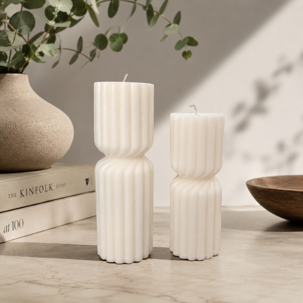 Minimal Ribbed Candle Duo – 400g