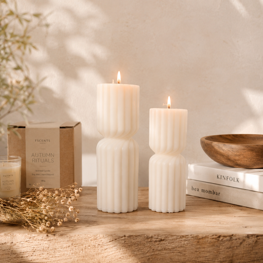 Minimal Ribbed Candle Duo – 400g