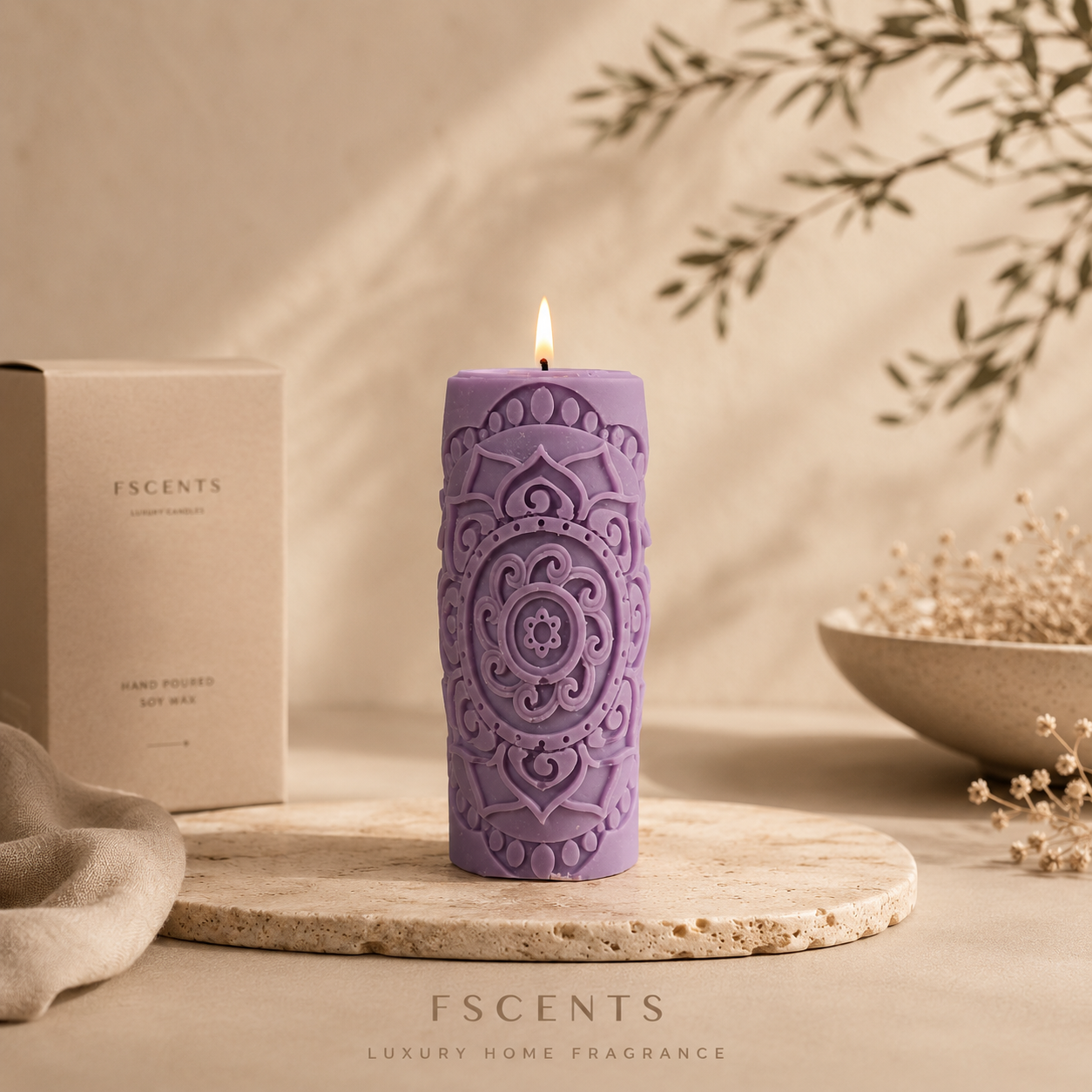 Moon, Yin Yang & Mandala Candle Set