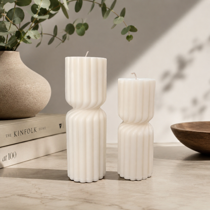 Minimal Ribbed Candle Duo – 400g